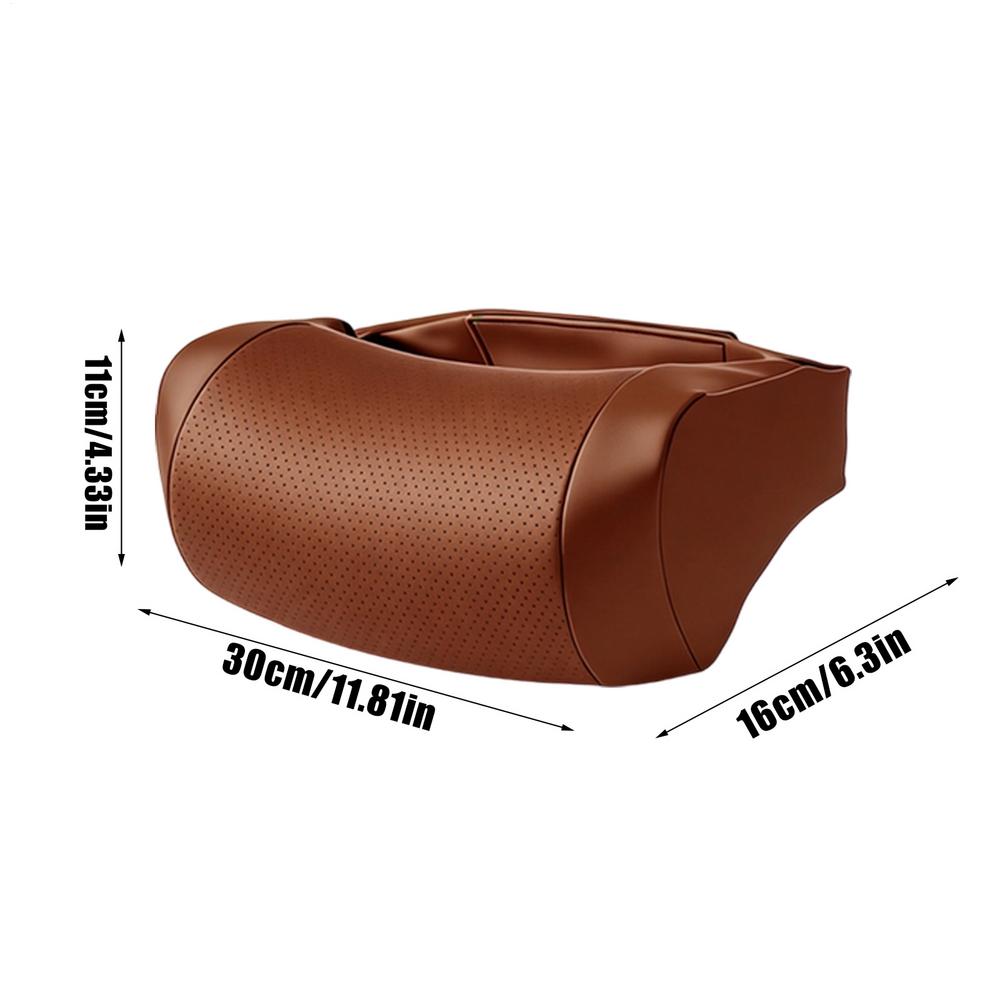 

Car Headrest Neck Pillow Leather Seat Cushion Ergonomic Removable Cover Adjustable Strap Car Neck Pillow For Driving коричневый