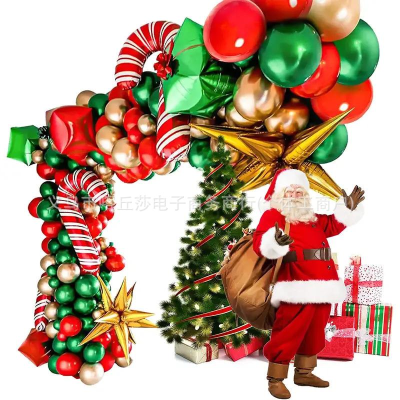 Weihnachtsballon-Set, Zuckerstange, Elch, Lebkuchenmann, Kranz, Gewölbte Partydekoration