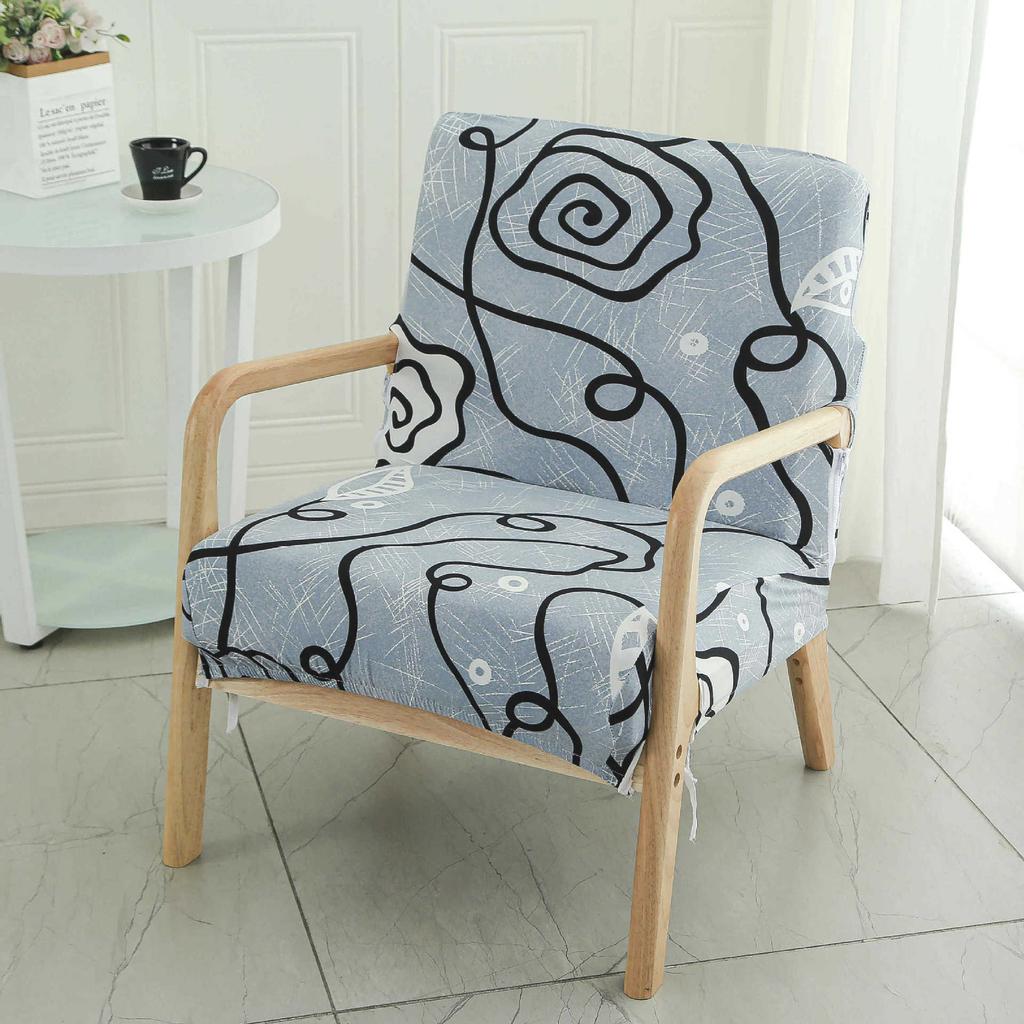Single Simple Small Apartment Elastic Sofa Cover All-Inclusive Internet Cafe Cafe Square Sofa Cover Wood Chair Cover