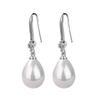 Women's Elegant Pearl Drop Earrings Sparkling Rhinestone Inlaid Hook Earrings for Wedding and Engagement