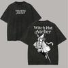 Witch Hat Atelier Coco Qifrey Graphic T-shirt Vintage Washed Anime Merch Harajuku Unisex Oversized Cotton Short Sleeve Tee Tops