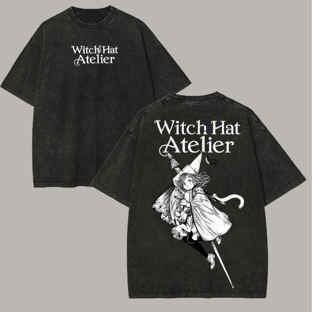 Witch Hat Atelier Coco Qifrey Graphic T-shirt Vintage Washed Anime Merch Harajuku Unisex Oversized Cotton Short Sleeve Tee Tops