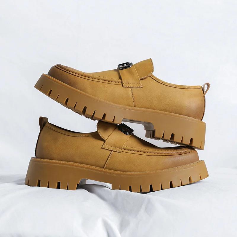 Fashion Loafers Men Leather Shoe Men Trend Big Head Casual Work Shoe Business Formal Wedding Shoe Men Luxury Sapato Social Masculino