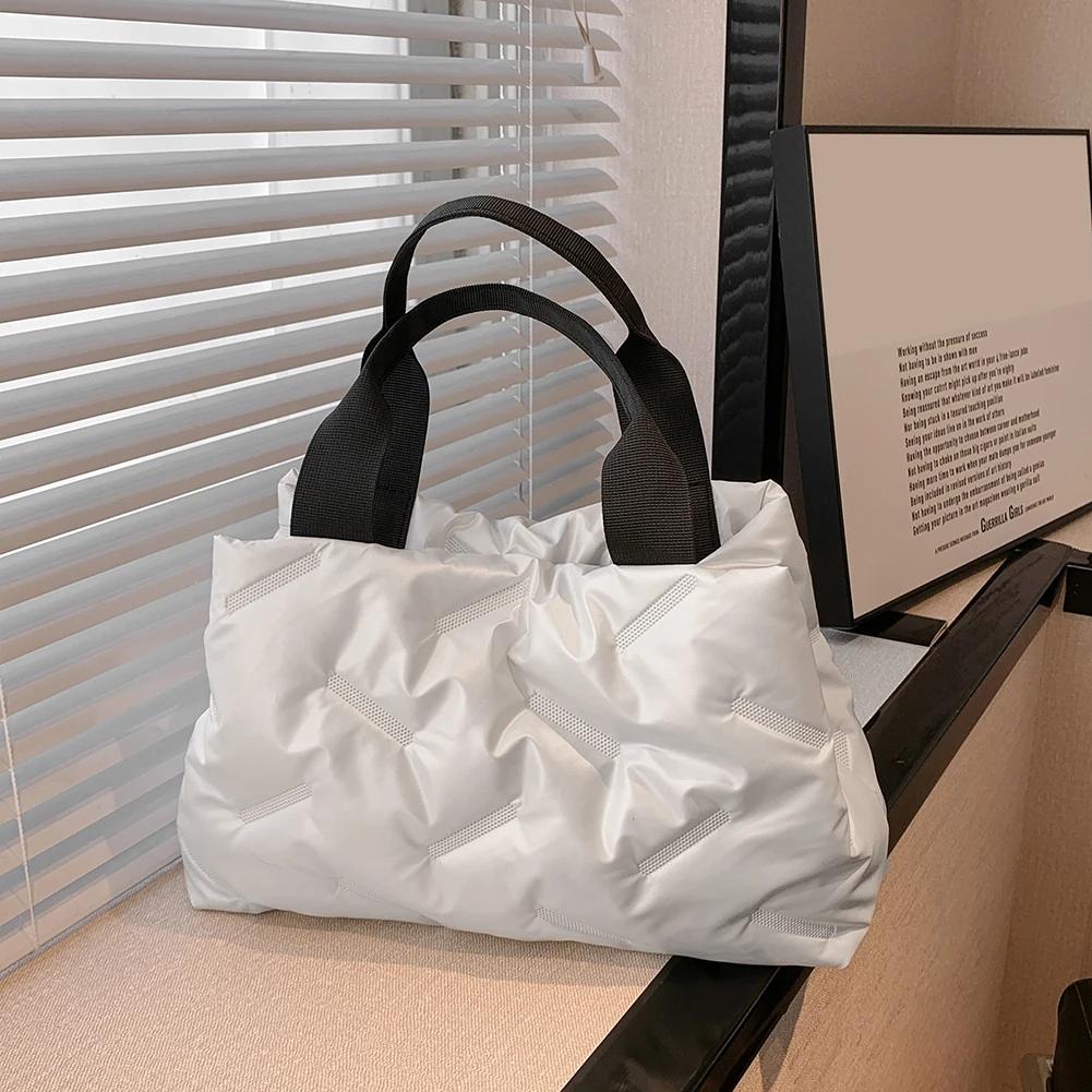 Nylon Women's Tote Bags Autumn Winter Fashion Underarm Bags Padded Top-Handle Bags Ladies Casual Shopper Bags Handbags for Girls