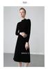 Women's Slim-Fit Over-the-Knee Cashmere Sweater Dress with Half-High Collar and Long Sleeves for Autumn-Winter.