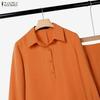 ZANZEA Two Piece Suit Women Lapel Neck Long Sleeve Shirts and Pants Casual Sets Outfits
