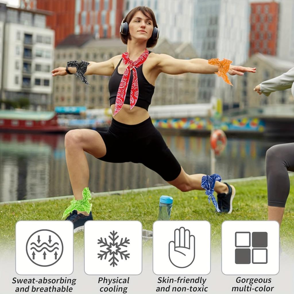 Ice Cooling Scarf Neck Wrap Headband Cooling Bandana Unisex Sun Protection Wristband Hair Tie for Sports Outdoor Activities