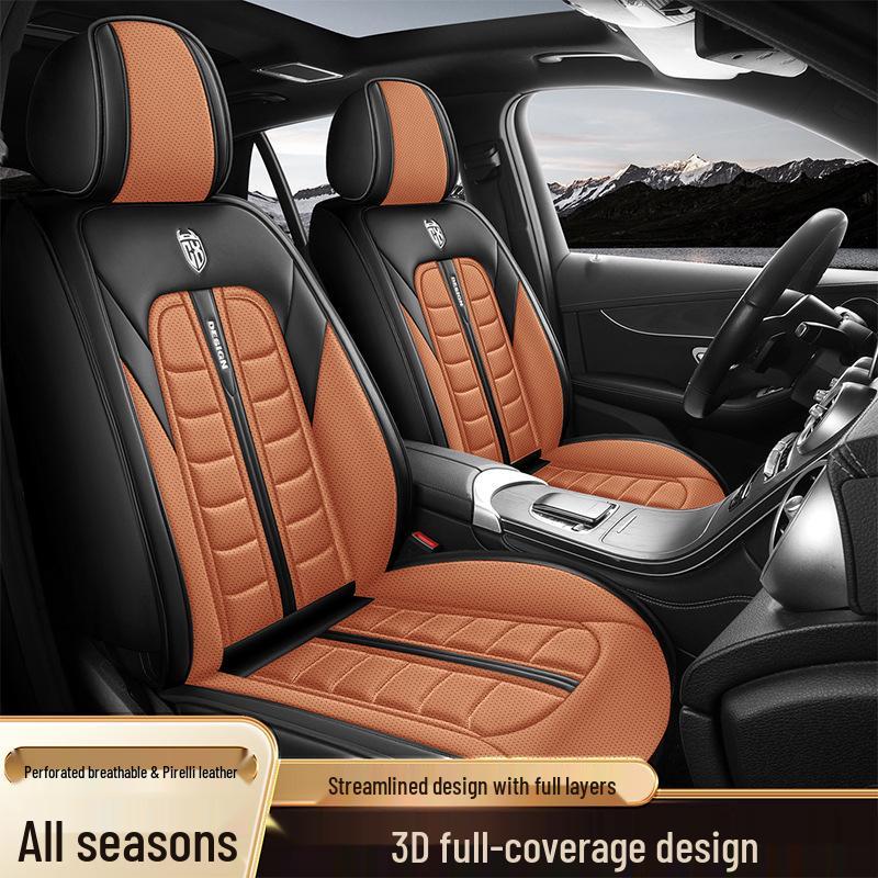 Universal All-Season Breathable Leather Car Seat Cover, Wear-Resistant, Full Surround, Fits Most Models