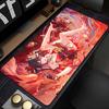 Gaming Mouse Pad Large Desk Mat Antislip Stitched Edges Red Background Anime Girl Print Keyboard Pad for Gamer Home Office