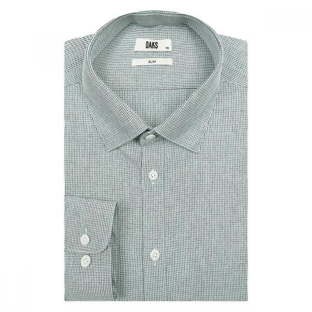 DakS Men S Micro Check Slim Fit Long Sleeve Shirt dma1Shdl322e1