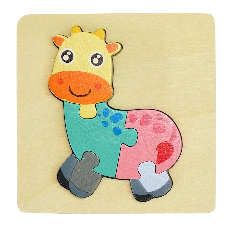 3D Puzzle Wooden Toys For Children Cartoon Animal Vehicle Wood Jigsaw Kids Baby Early Educational Learning Puzzles Wood Toys