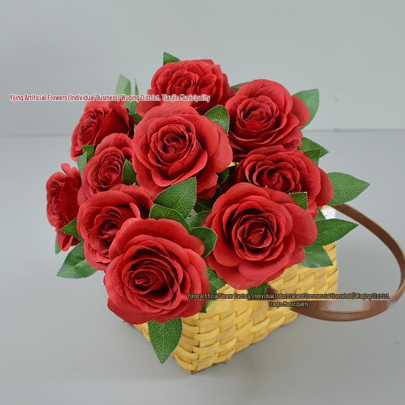Artificial Dutch Rose Bouquet: 10 Heads for Wedding Hall & Bride's Decoration