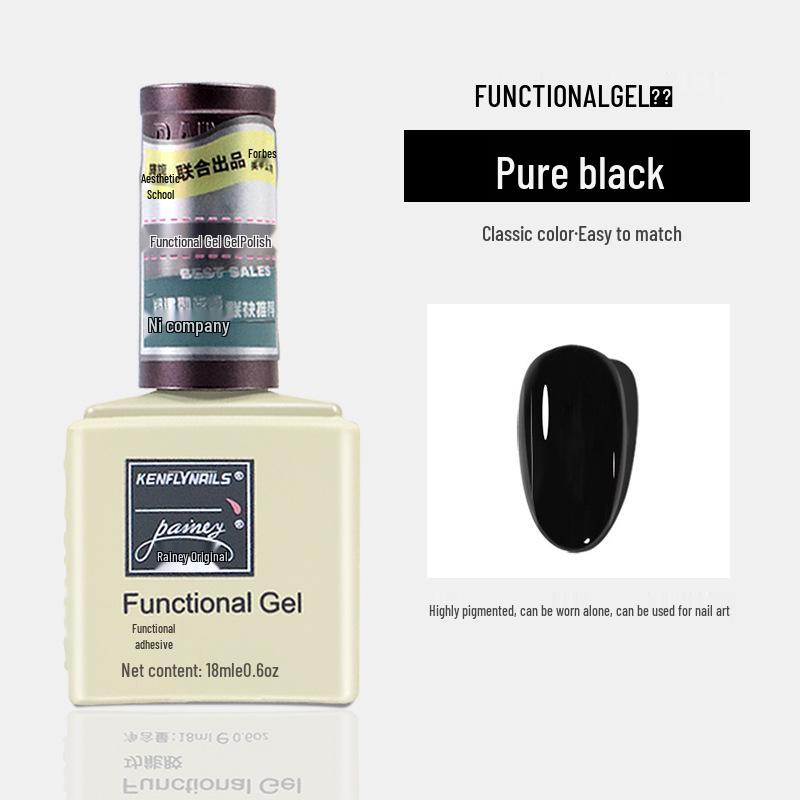 Rainie Nail Gel Builder: Strengthening Base & Tempered Top Coat with Matte Glass Sealer & Nail Tip Adhesive.