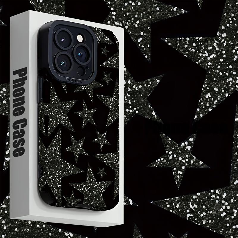 Retro Black Star Patterned Phone Case Suitable for iPhone 17 16 15 14 13 12 11 Pro/Max/Plus Anti Drop and Shockproof Back Cover