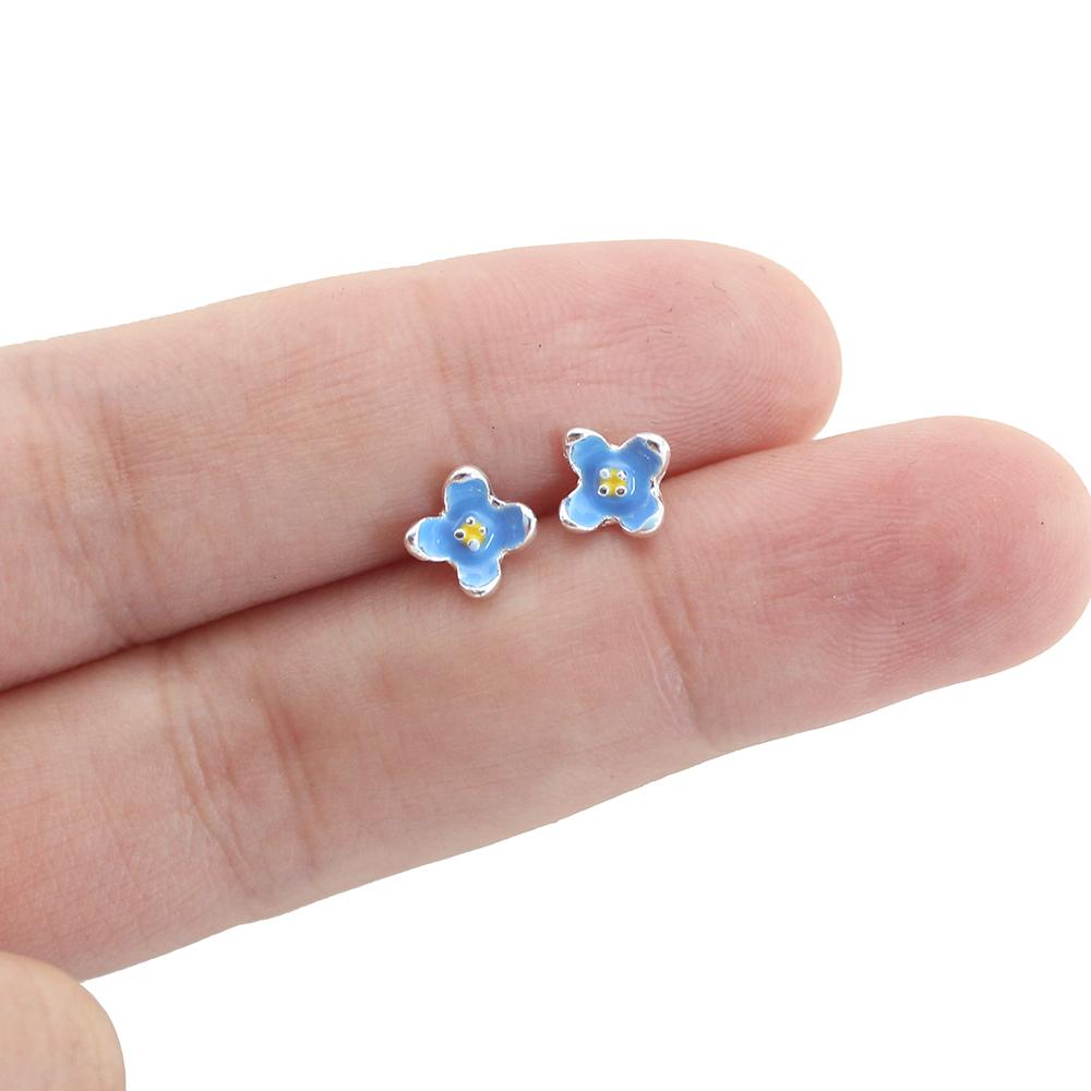 Small Blue Lilac Flower Stud Earring for Women Sweet Temperament Mini Jewelry Accessories Christmas Day Gift