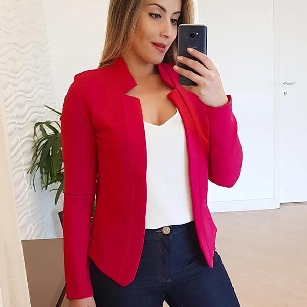 Blazer autunno inverno adatto a ufficio abito a maniche lunghe giacca cardigan tinta unita cappotto da donna