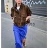 Autumn New Women's Clothing American Retro Style Loose Version Stand Collar Long Sleeves Imitation Deerskin Velvet Short Jacket