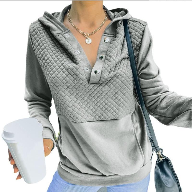

Новые поступления 2021 года, женские толстовки с капюшоном, однотонные, с длинным рукавом и V-образным вырезом, толстовки с капюшоном для женщин XL серый