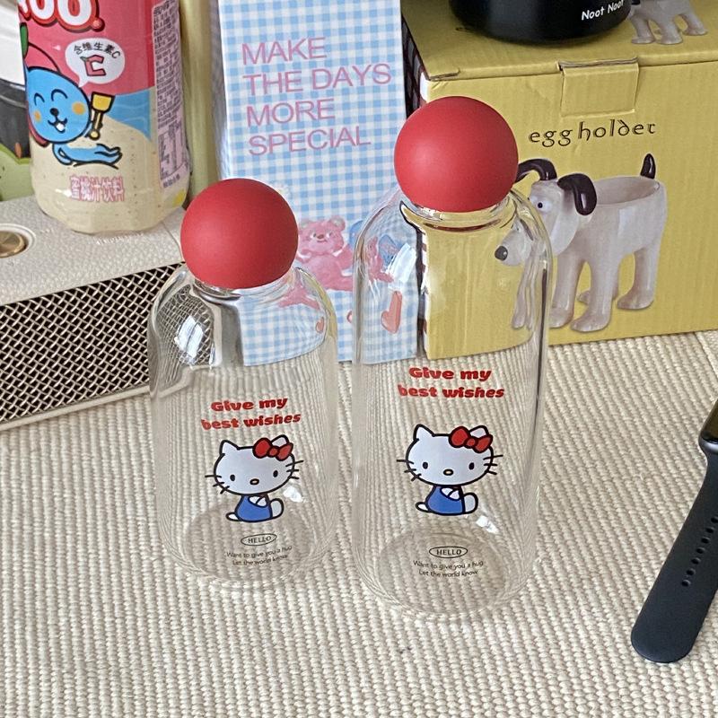 Verre Chat Kt Mignon, Borosilicate Élevé Résistant aux Hautes Températures Niche Nez Rouge Scellé Tasse à Eau Tasse de Voyage à Emporter en Voiture Cadeau