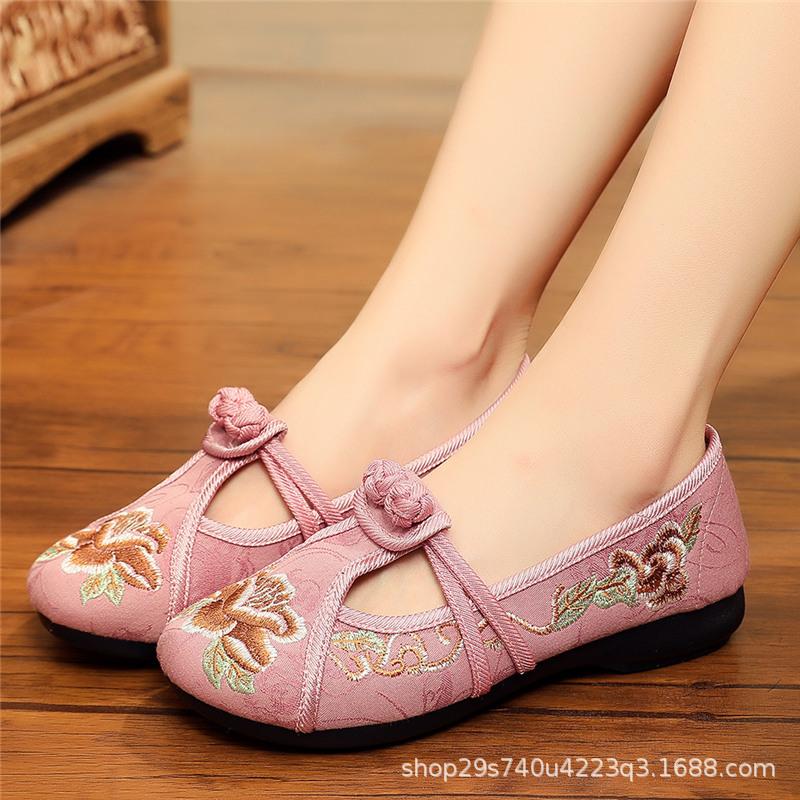 Vintage Traditional Style Women Soft Loafers Spring Autumn Slip on Cotton Fabric Flats Comfort Chinese Embroidered Shoes