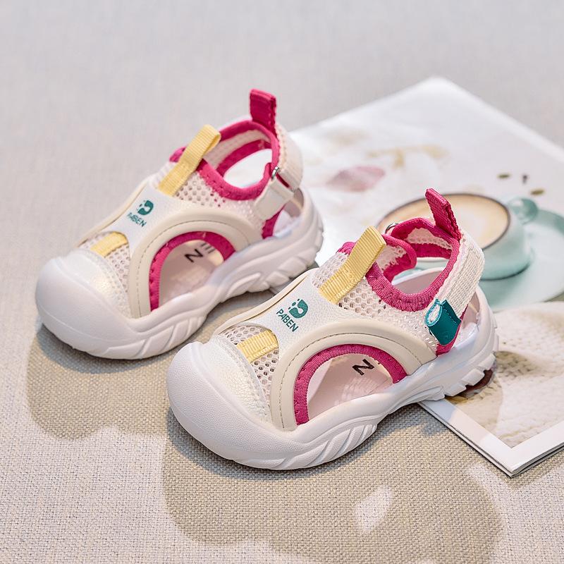 Kids Sports Sandals Mesh Breathable Boys Girls Beach Shoes Toes Capped Soft Sole 2025 Summer New Children Casual Shoes Non-slip