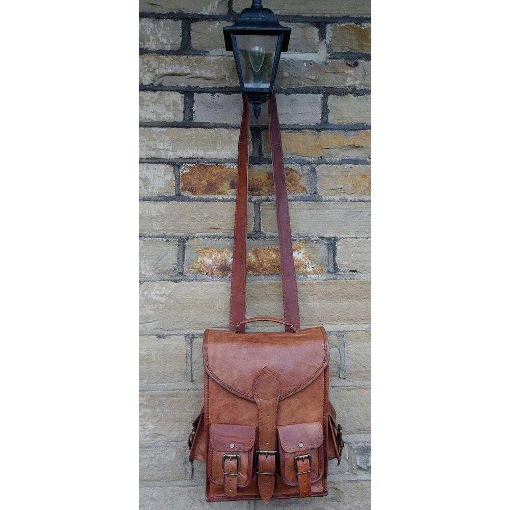 Pánská taška na batoh z pravé pravé kůže Brašna na notebook Satchel aktovka Hnědá Vintage