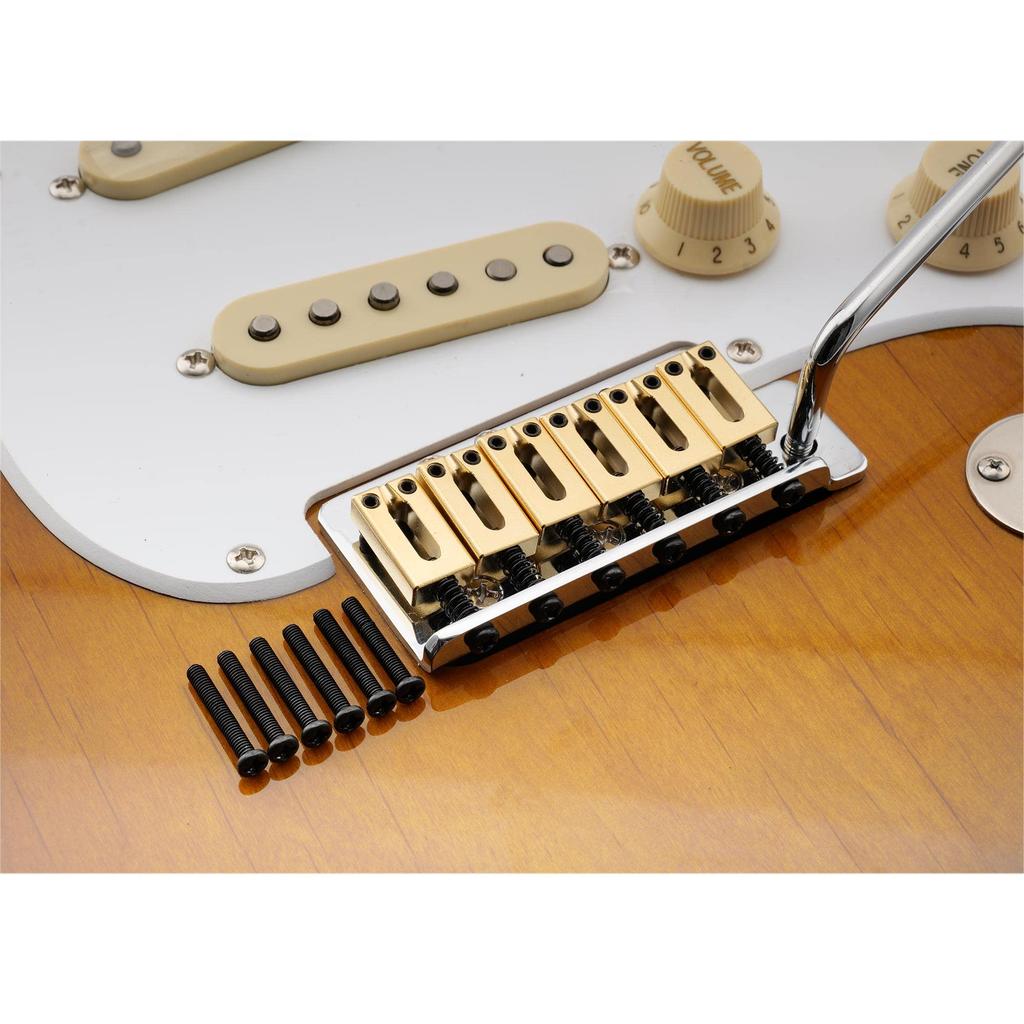 Musiclily Ultra Brass Guitar Bridge Saddles for Vintage Stratocaster Electric Gold of 11.2mm Guitars, (Set 6)