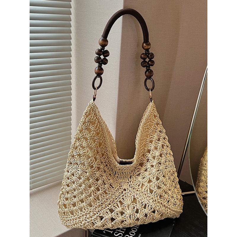 Women's Large Summer Seaside Vacation Tote - Woven Single Shoulder Bag for Commute and Fashion