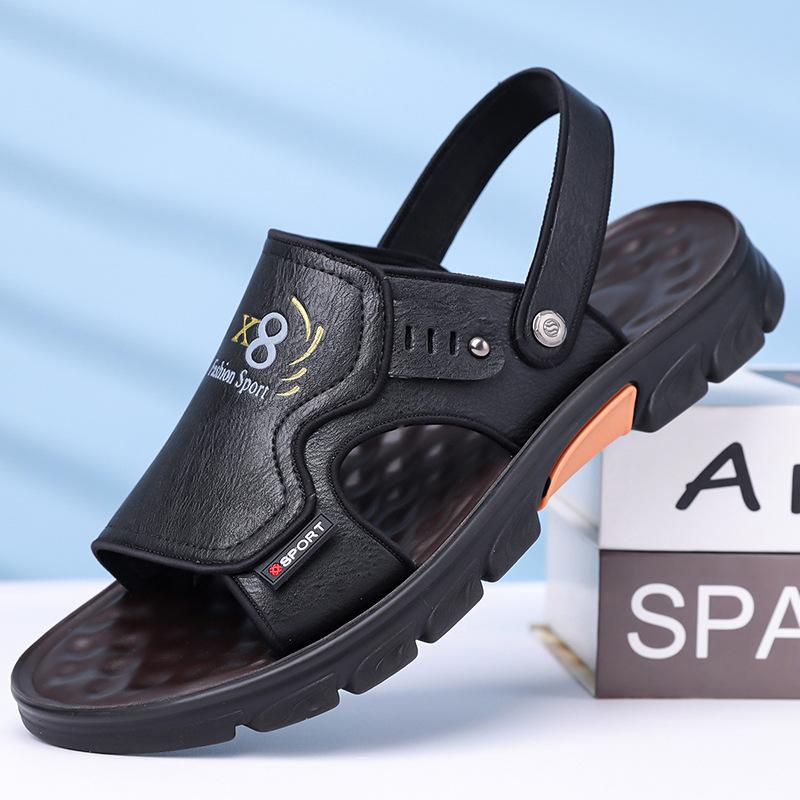 

Летняя повседневная пляжная обувь для вождения, сандалии на двух ногах, тапочки для среднего возраста 38 чёрный