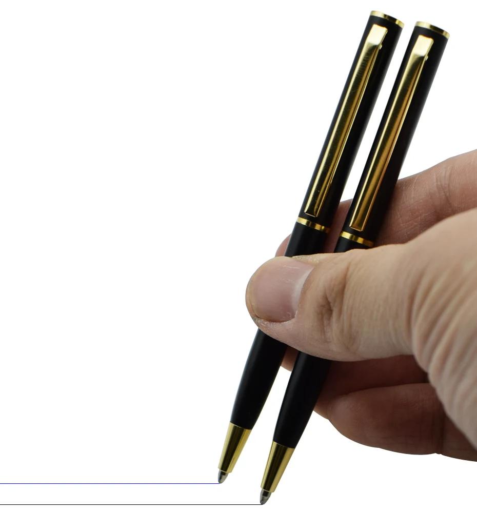 Mini Penna a Sfera Rotante Tascabile Materiale Metallico 0,7 mm Nero Blu Inchiostro Ricaricabile Penna a Sfera Cancelleria per Ufficio Scuola