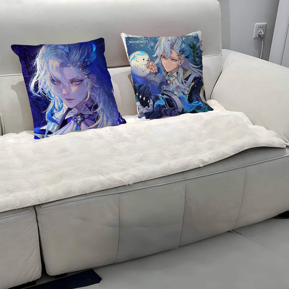 Neuvillette Genshin Impact Pillow Case Removable Washable Cushion Cover – All-Season Soft Linen