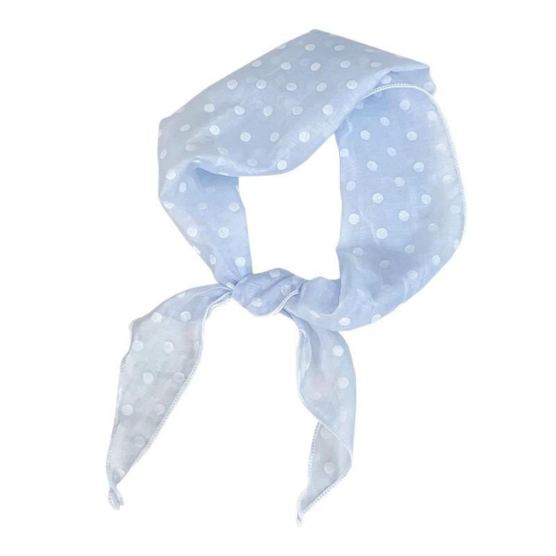 Headscarf summer women's pastoral polka dot silk scarf high-end sense multi-purpose neck protection small scarf triangle scarf scarf women