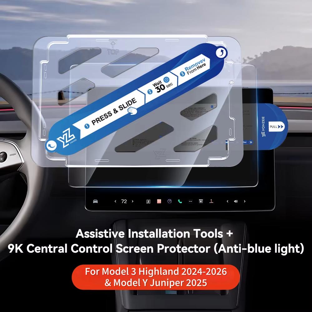 YZ Tempered Glass Film Protector For Tesla Model 3/Y/YL Highland Juniper 2025-2026 Rear Row Center Control Screen Protective