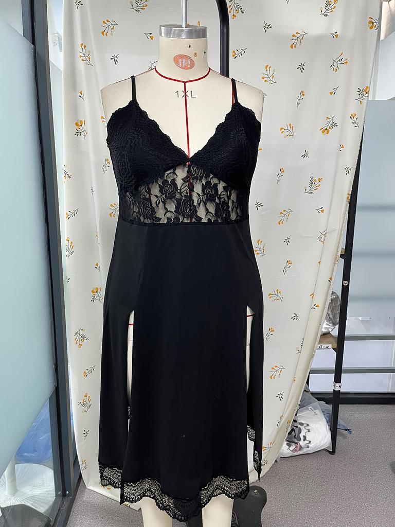 European & American Women's Plus Size Lace Camisole Dress - Sexy, Casual, Mini Nightdress