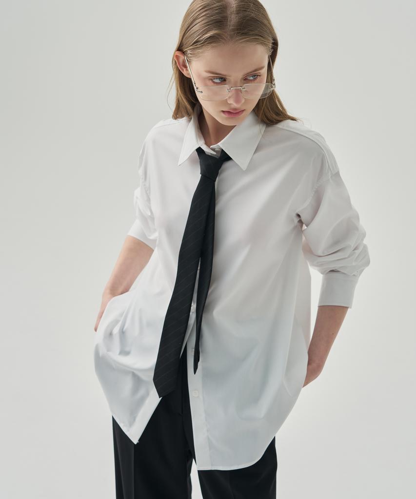 Deuloupisumeon Wrinkle-Free Side Button Wrap Shirt [White]