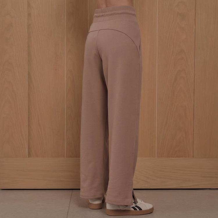 Reebok Jednobarevné pletené sportovní kalhoty s vysokým pasem a širokými nohavicemi Dámské spodky Červenohnědé 23FRC656WGR1