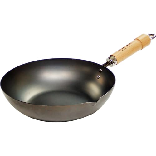 River Light Goku JAPAN Iron Frying Pan, Deep Stir-Frying Pan, 26cm, Iron Nitride Finish, Induction Compatible, Rust Resistant, Wok, Made In Japan, J14