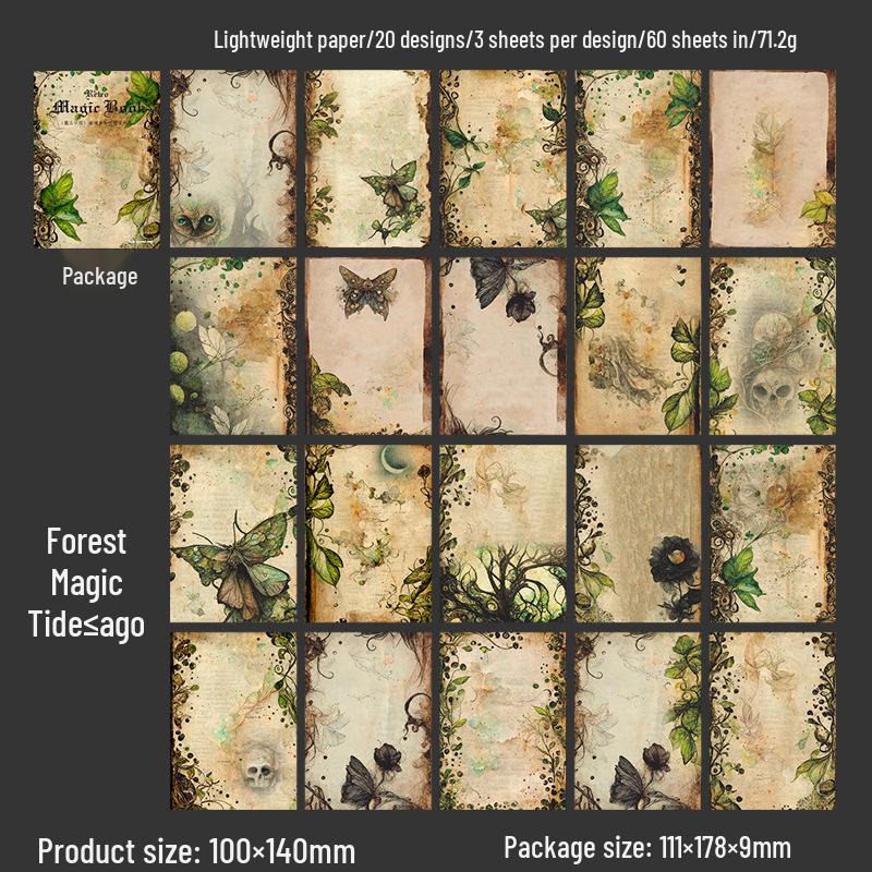 Retro Dark Style Journal - A Beautiful Day Magic Academy Series: 60 Sheets, 6 Designs