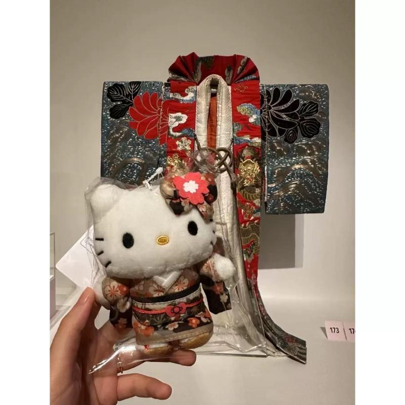 Japanese Style Ooku Mount Kimono Fuji Hello Kitty Pink Sakura Plush Doll Pendant Cute Wafuku Kitty Cat Soft Small Accessory