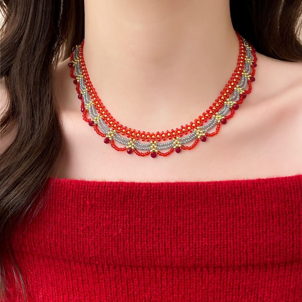Hanfu Accessories Beads Necklace Ethnic Style Chinese Style Choker Horse Face Skirt Necklace  Girls
