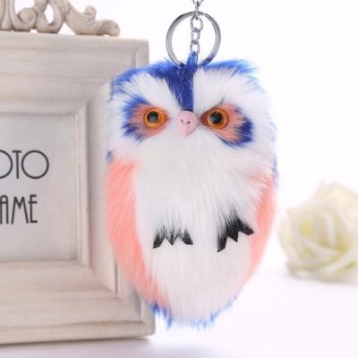 Simpatica pelliccia artificiale soffice gufo ciondolo portachiavi portachiavi borsa per auto decorazione da appendere
