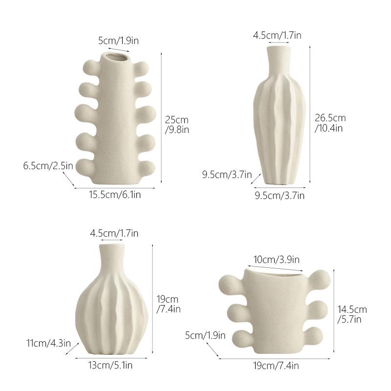 Unglasierte Keramik Nordische Vase Blume Dekorativ Weiß Modern Minimalistisch Boho Hochzeitstisch Party Wohnzimmer Büro Blumenvase