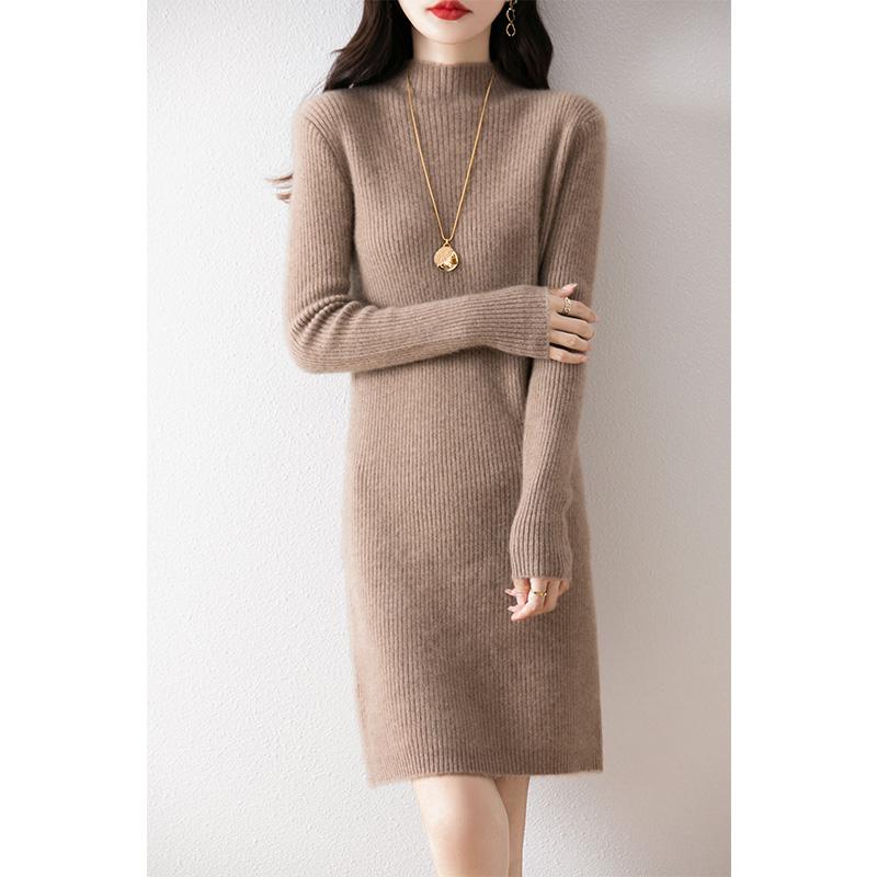 Sukienka damska z kaszmiru Qinghe kaszmir 30% kaszmir 70% wełna jesienno-zimowa spódnica z kaszmiru miękka i ciepła