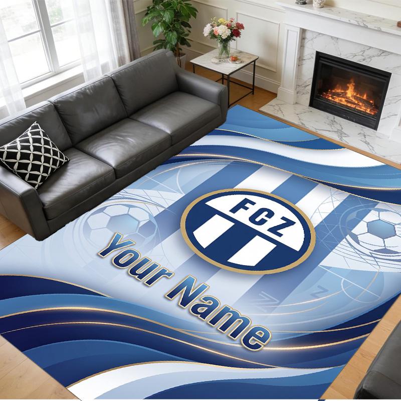 Crystal Velvet Rug Custom Name Text, Soft Non Slip Floor Mat Home DecorFC Zürich