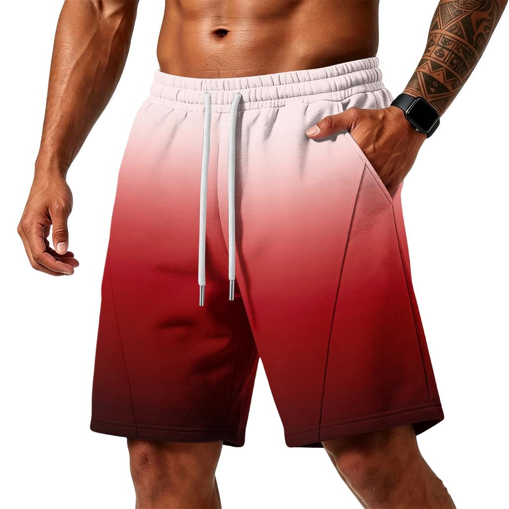 Herren lockere Layer-Shorts mit Taschen, leichte Trainingsshorts für Fitnessstudio, Strand und