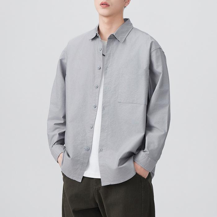 

New Spring Japanese Retro Men s Loose Oxford Cotton Shirt Casual American Shirt 4XL