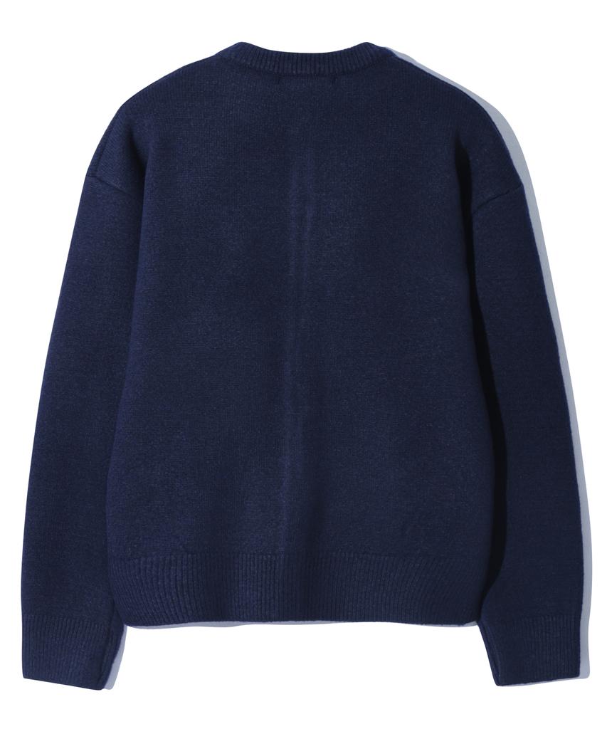 Basemoment Round Neck Button Cardigan Navy