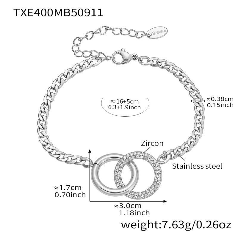 

Mystery, minimalist design double ring zircon sticky diamond bracelet necklace k gold plated interlocking stainless steel jewelry
