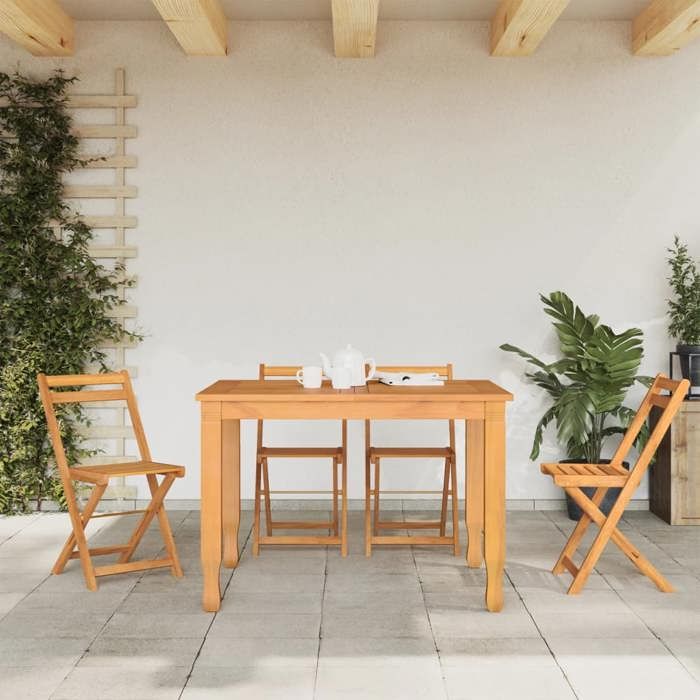 VidaXL Set of 4 Folding Bistro Chairs, Terrace Seats, Balcony Chairs, Outdoor Patio Furniture, Wood 3216305