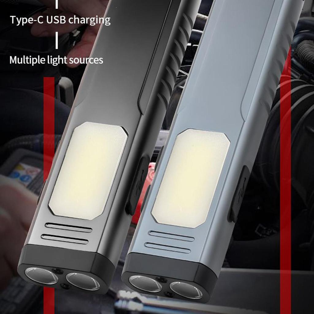 Flashlight With Magnet LED Flashlight With Buzzer USB Charging Lamp Portable For Mechanic Fishing Night Home Work Walking